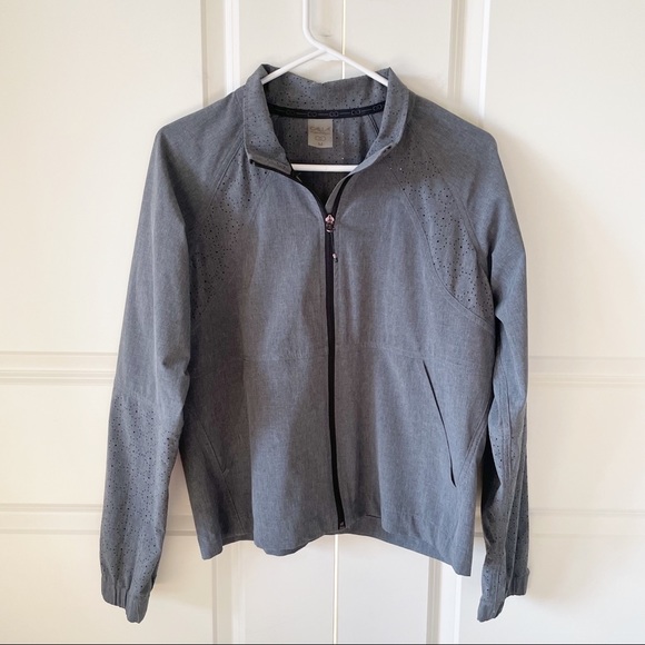 Calia by Carrie Underwood Woven Full Zip Jacket Caviar Heather Size Medium - Picture 3 of 14